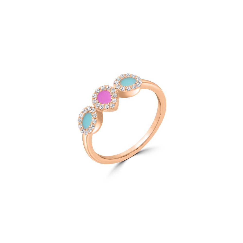 Diamond Enamel Trio Geometric Ring