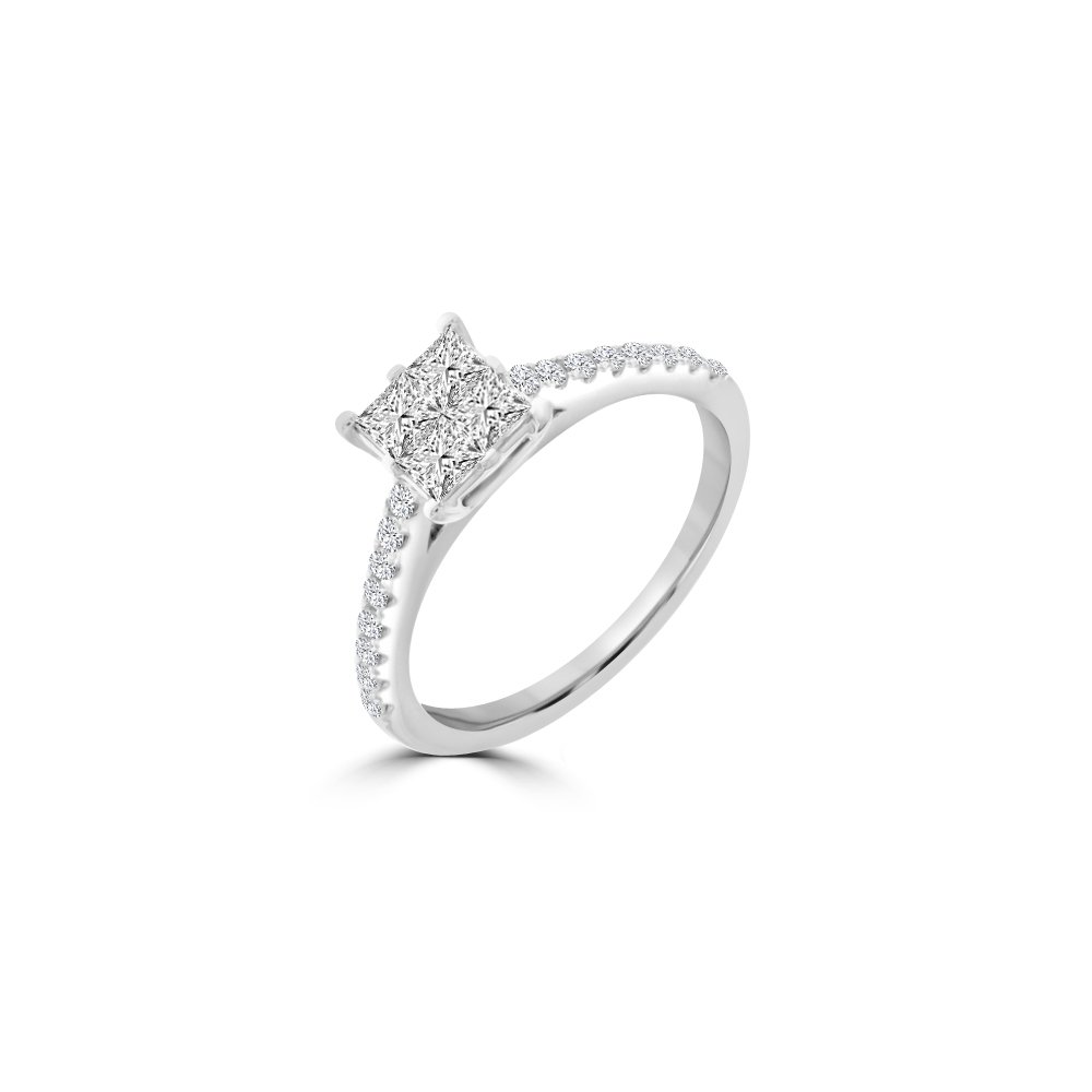Diamond Princess Cut Cluster Pavé Ring (M)