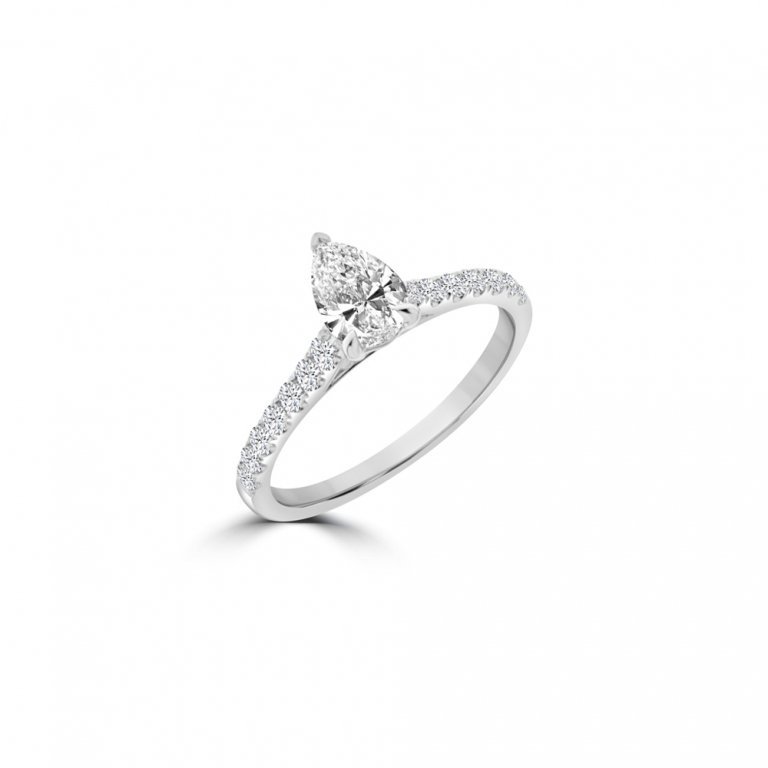 Pear Diamond Half-Eternity Solitaire Ring