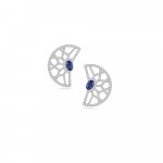 Sapphire Diamond Crescent Earrings in 18K White Gold