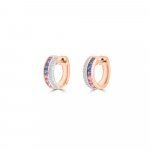 Rainbow Sapphire Diamond Huggie Earrings 18K White Gold, 18K Rose Gold