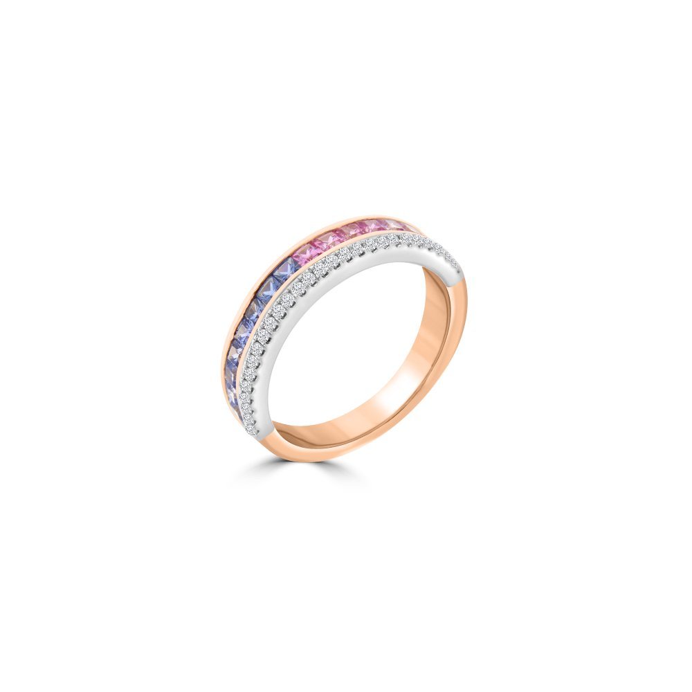 Rainbow Sapphire Diamond Ring