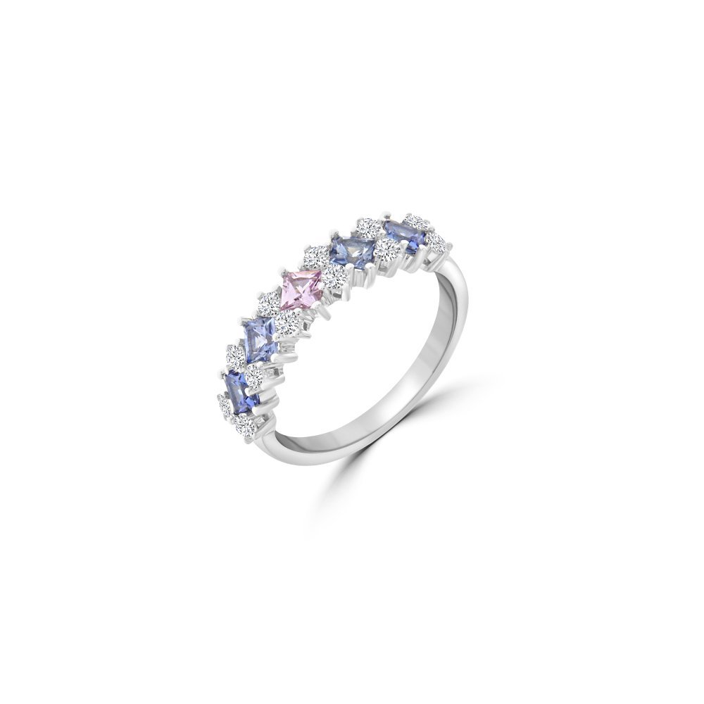 Rainbow Sapphire Diamond Ring