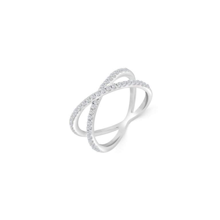 Diamond Criss Cross Ring in 18K White Gold