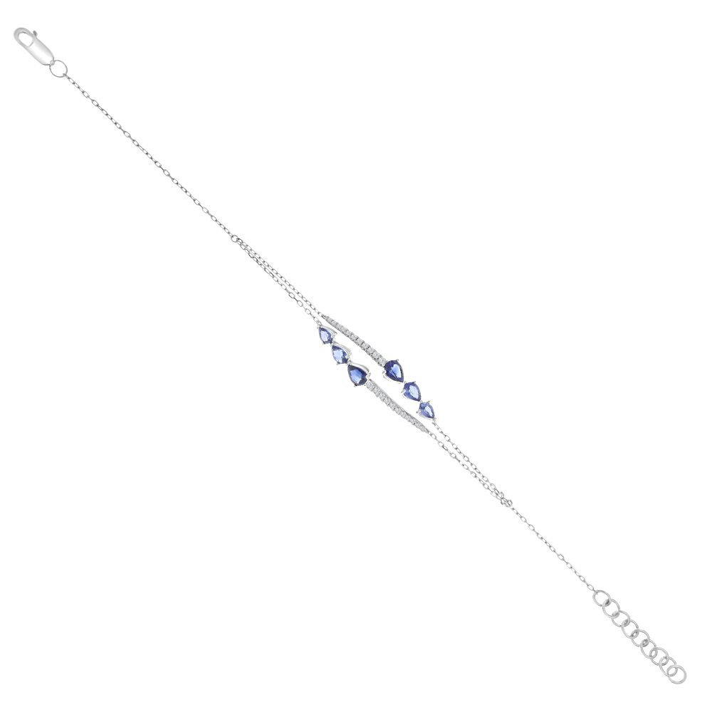 Ombré Sapphire Diamond Bracelet in 18K White Gold