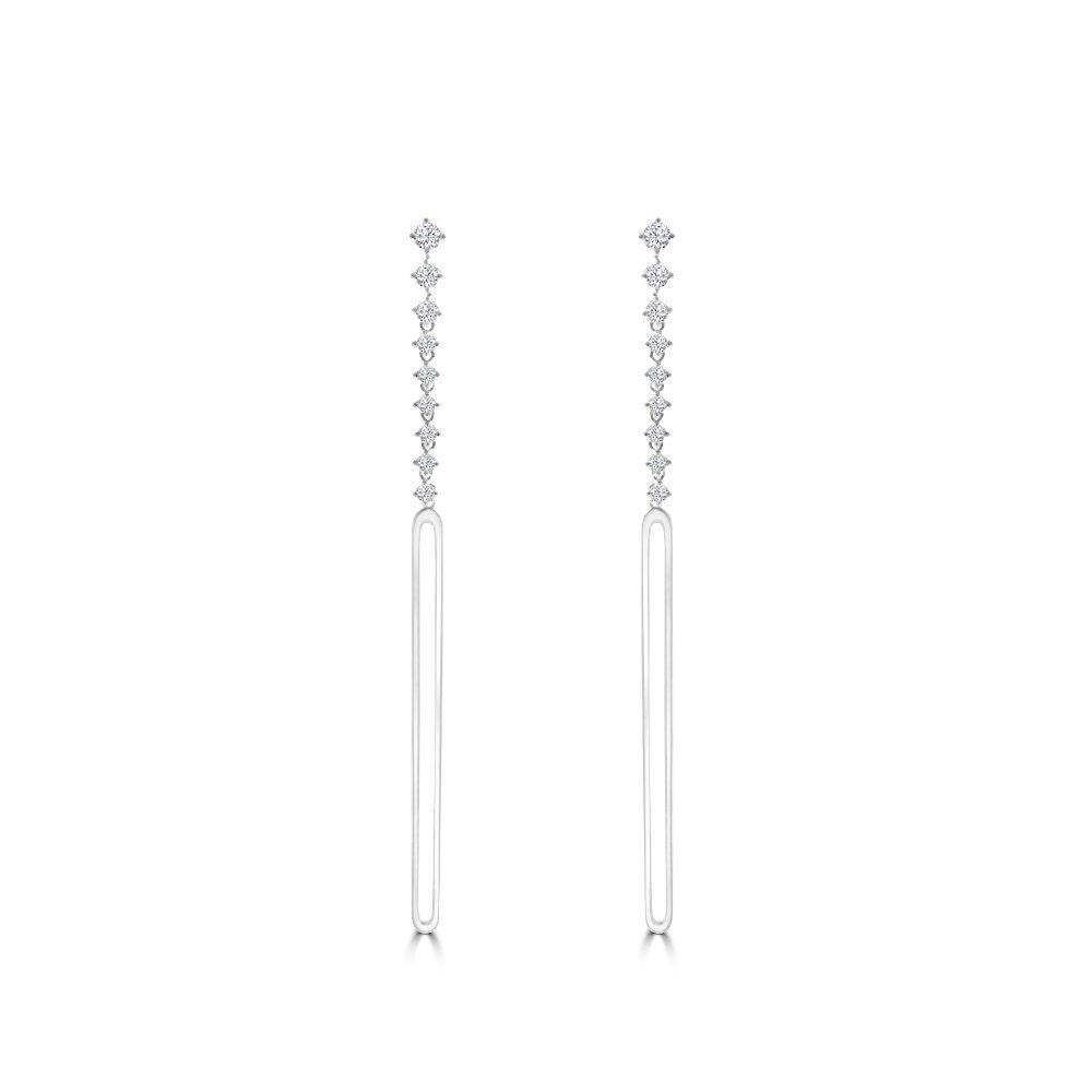 Diamond Paperclip Drop Earrings