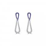 Diamond Enamel Infinity Drop Earrings in 18K White Gold