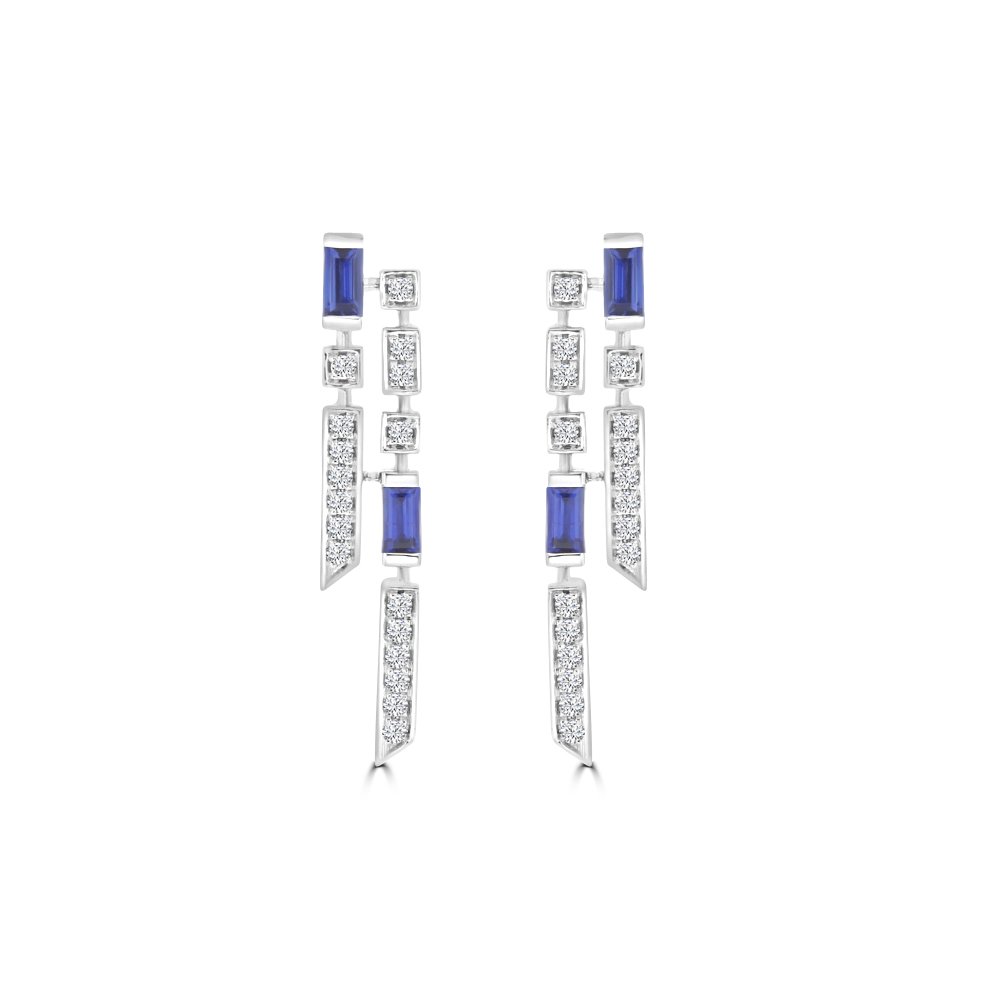 Sapphire Diamond Cascade Drop Earrings