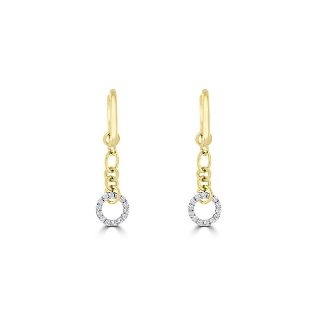Diamond Chain Link Huggie Drop Earrings