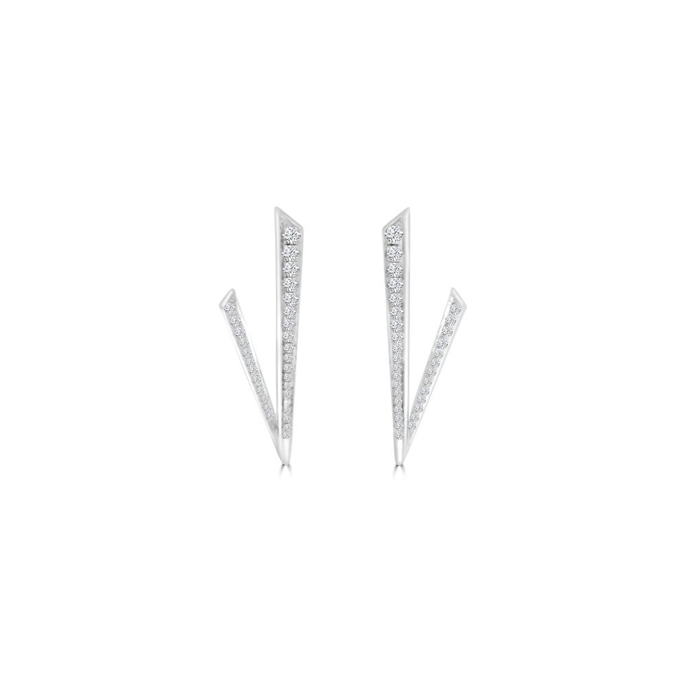 Diamond Pavé V-Shaped Stud Earrings in 18K White Gold