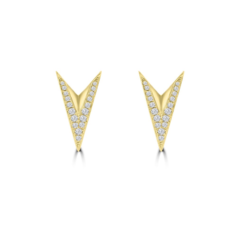 Diamond Double V-Shape Stud Earrings