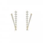 Diamond V-Shaped Line Stud Earrings in 18K Yellow Gold