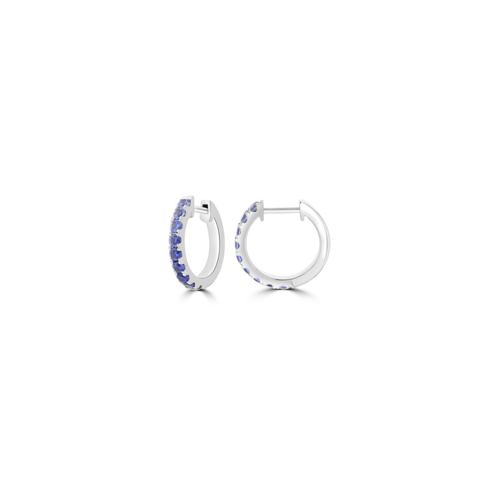 Ombré Sapphire Claw Set Huggie Earrings