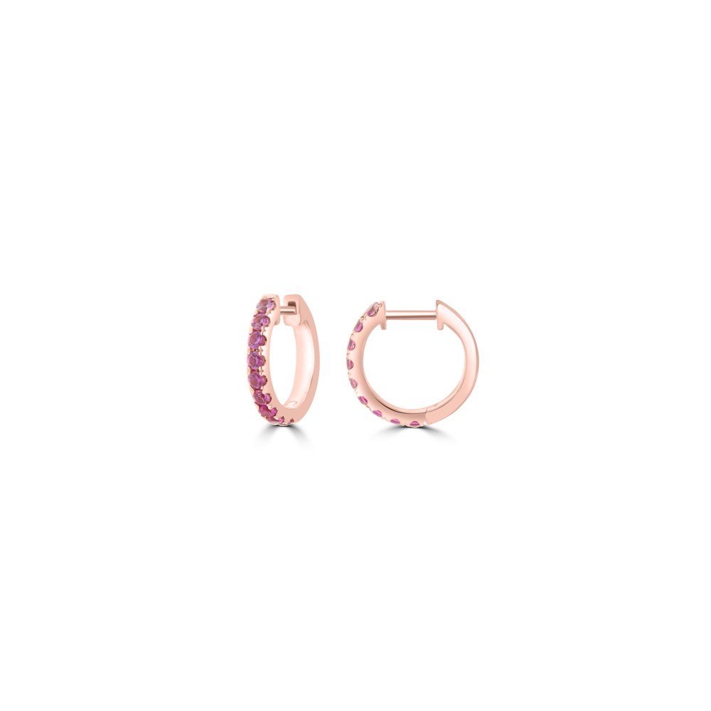 Ombré Pink Sapphire Claw Set Huggie Earrings