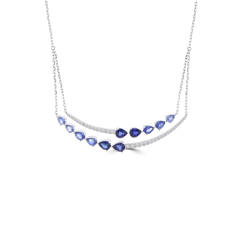 Ombré Sapphire Diamond Curve Necklace