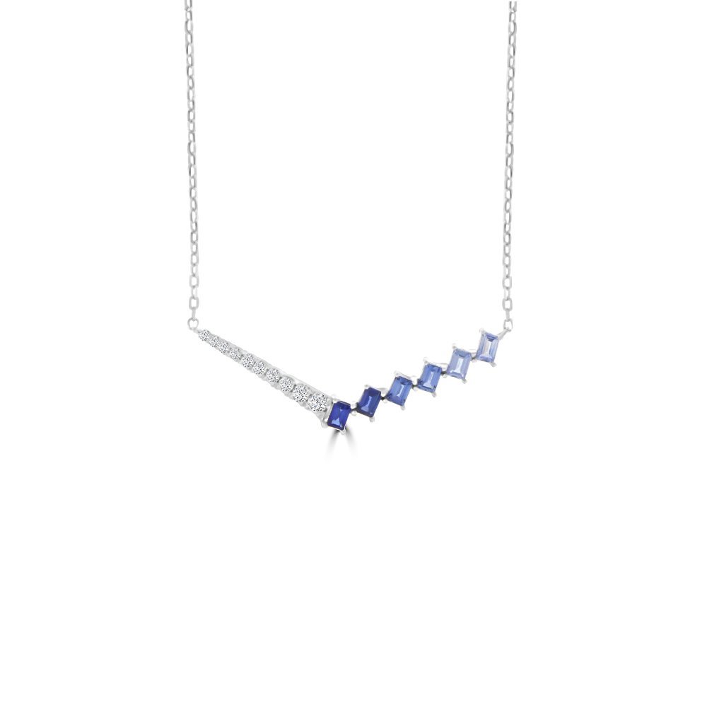 Ombré Sapphire Diamond V Necklace