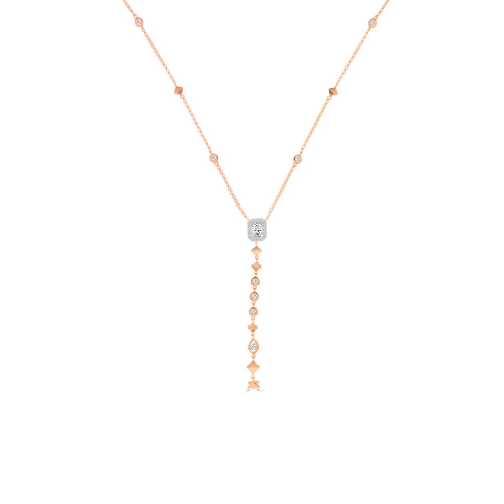 Diamond Cascade Y Drop Pendant with Chain