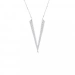 Diamond Pavé V-Shaped Pendant with Chain in 18K White Gold