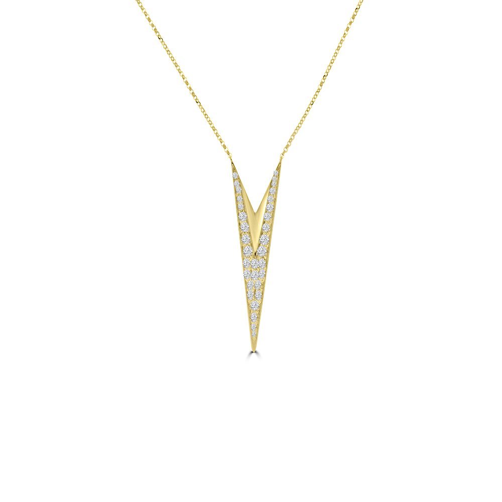 Diamond Double V-Shaped Pendant with Chain