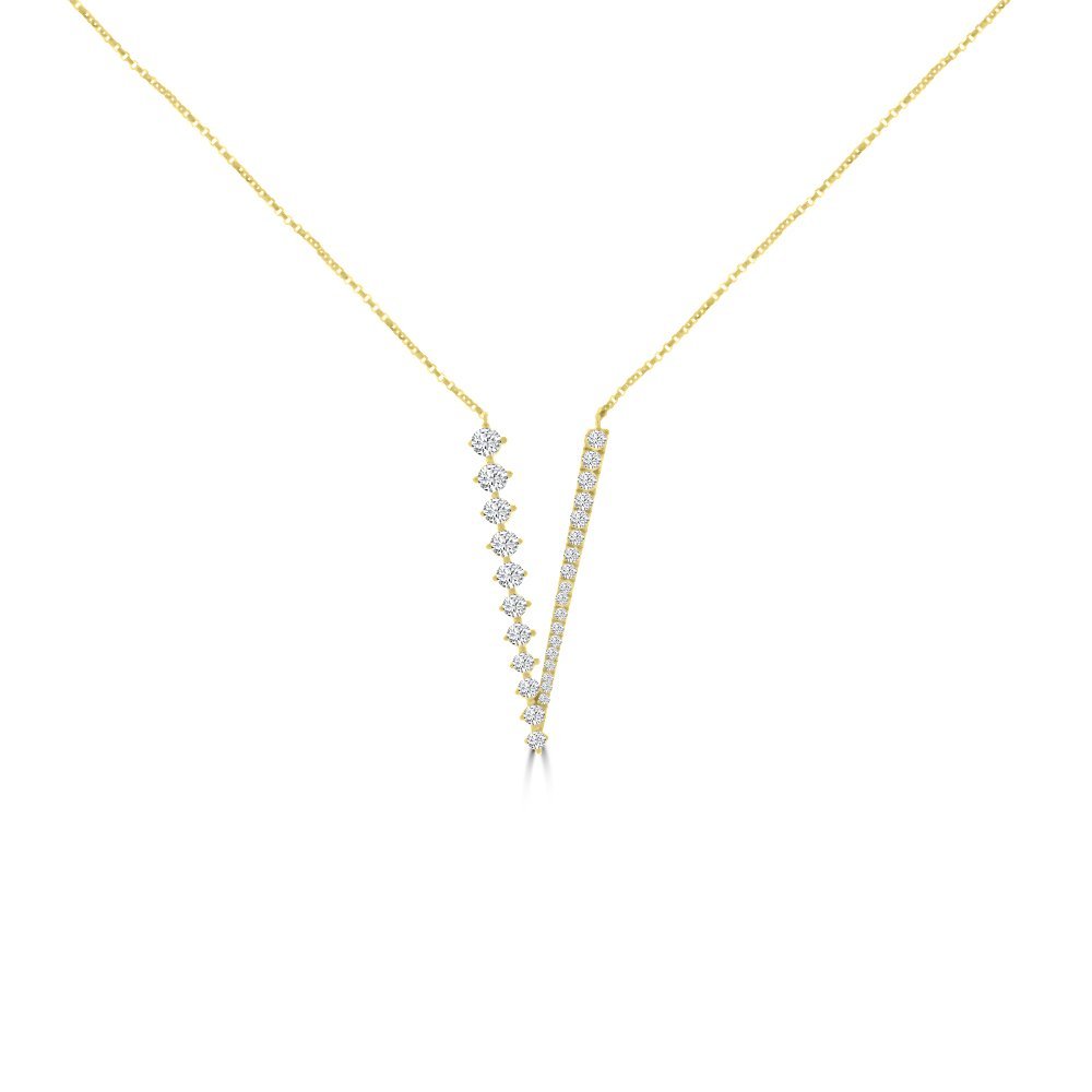 Diamond V-Shaped Line Pendant with Chain