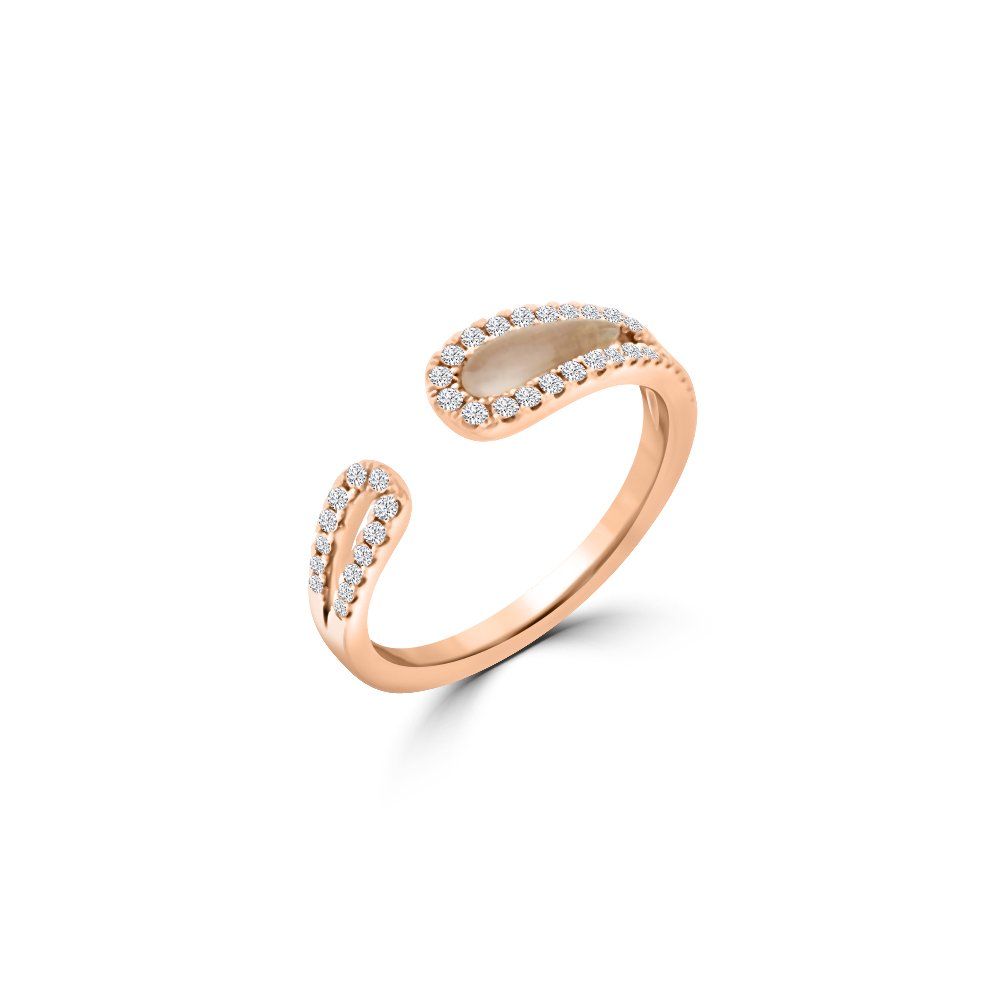 Pink Quartz Diamond Teardrop Ring
