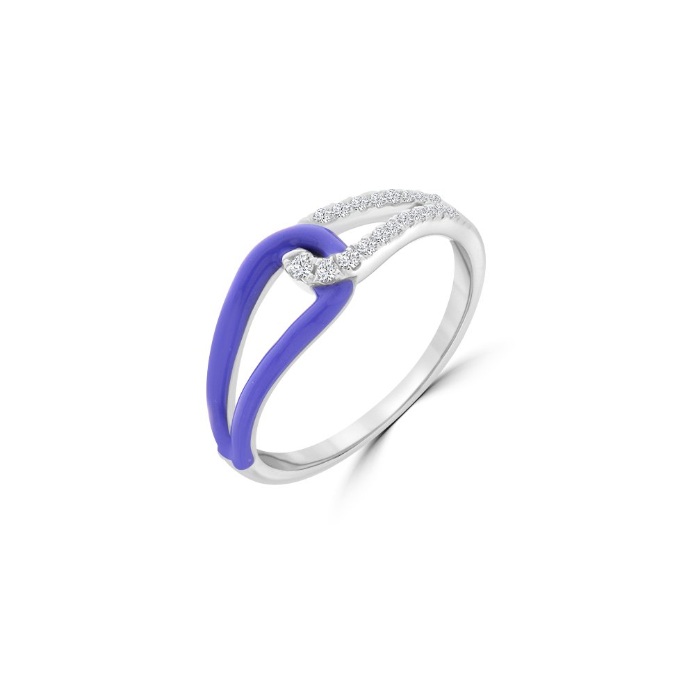 Diamond Enamel Teardrop Intertwined Ring