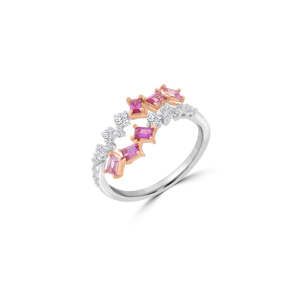 Ombré Pink Sapphire Ruby Diamond Ring