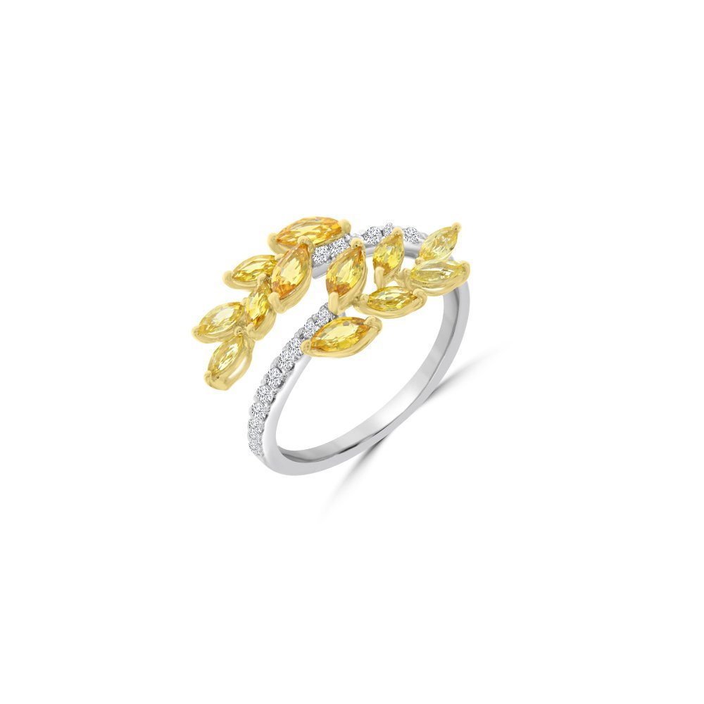 Ombré Yellow Sapphire Diamond Vine Ring