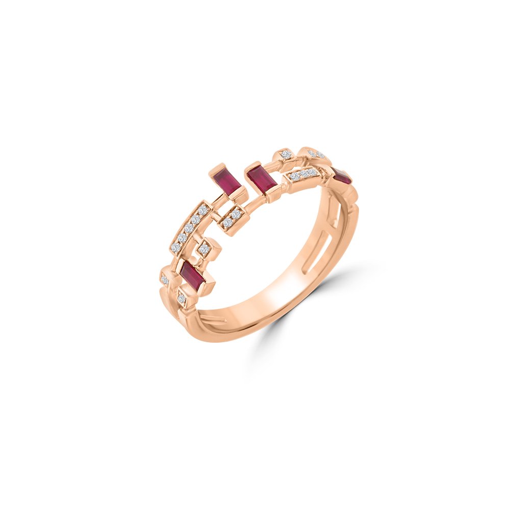 Ruby Diamond Double Row Ring