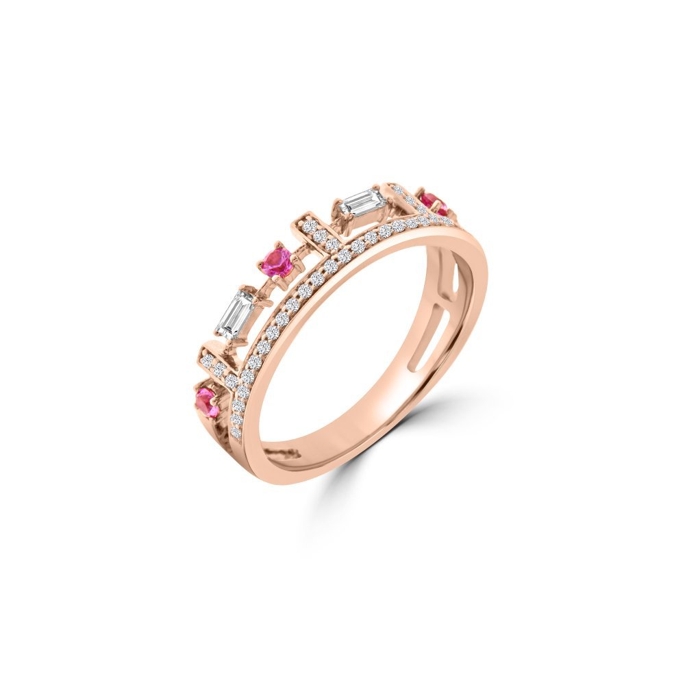 Pink Sapphire Double Row Ring