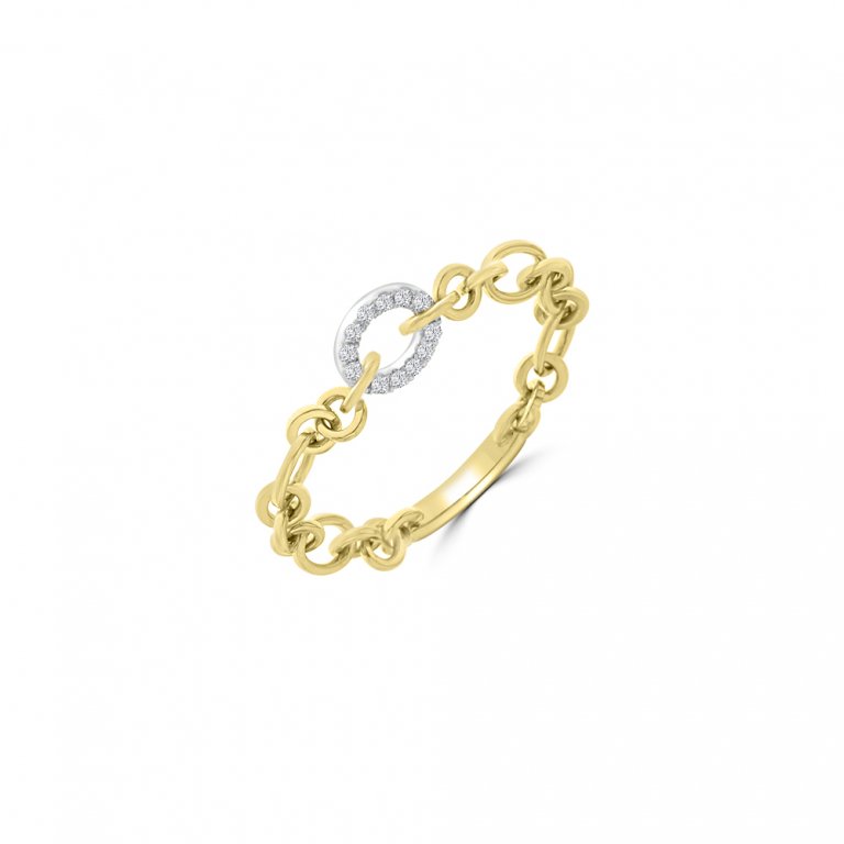 Diamond Chain Ring in 18K White Gold, 18K Yellow Gold