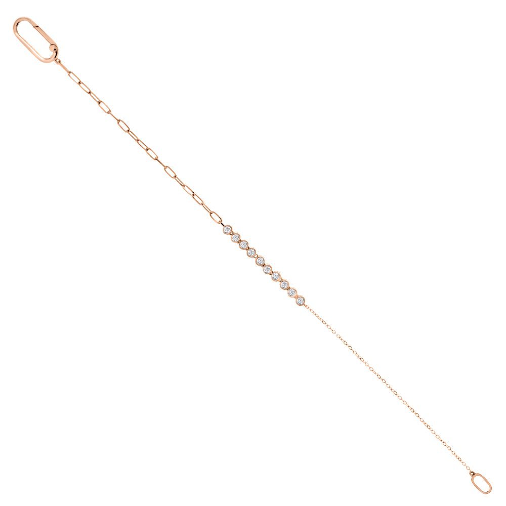 Diamond Paperclip Chain Bracelet in 18K Rose Gold