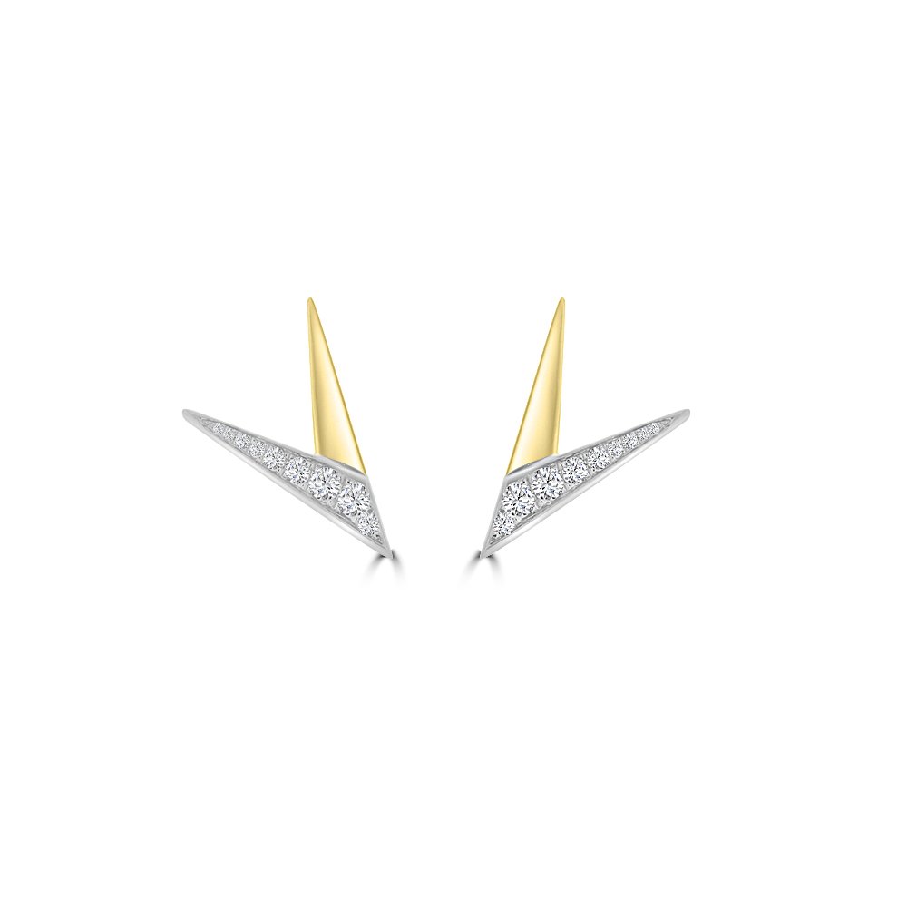Diamond V-Shaped Stud Earrings