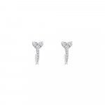 Diamond Heart Half Hoop Earrings in 18K White Gold