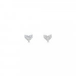 Diamond Heart Stud Earrings in 18K White Gold