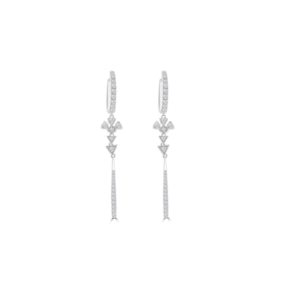 Diamond Triangle Huggie Drop Earrings