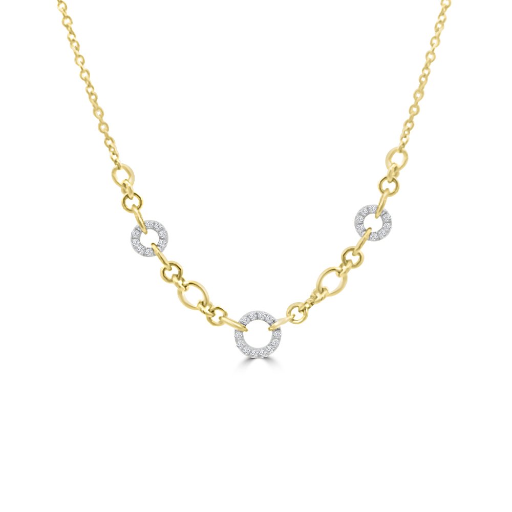 Diamond Links Necklace In 18K White Gold, 18K Yellow Gold