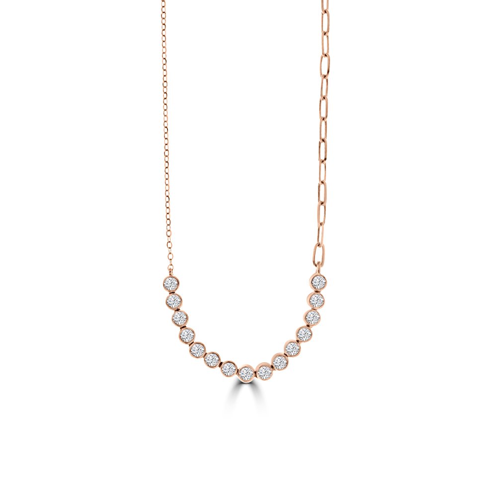 Diamond Paperclip Chain Necklace in 18K Rose Gold