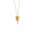 Citrine Orange Sapphire Diamond Hot Air Balloon Pendant with Chain in 18K Yellow Gold