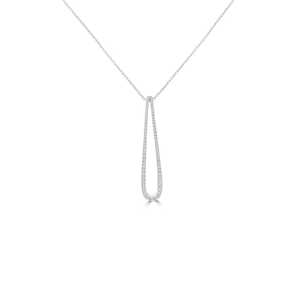 Diamond Open Drop Pendant with Chain