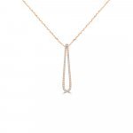 Diamond Open Drop Pendant with Chain in 18K Rose Gold