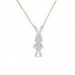Diamond Bunny Pendant with Chain in 18K White Gold, 18K Rose Gold