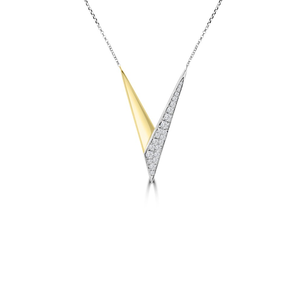 Diamond V-Shaped Pendant with Chain