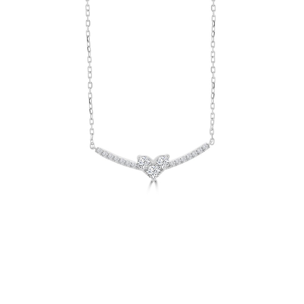 Diamond Heart Curve Pendant with Chains