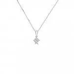 Diamond Princess Cut Cluster Pendant with Chain (S) in 18K White Gold