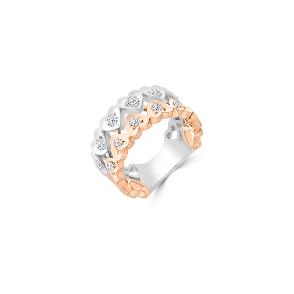 Diamond Heart Pattern Channel Ring