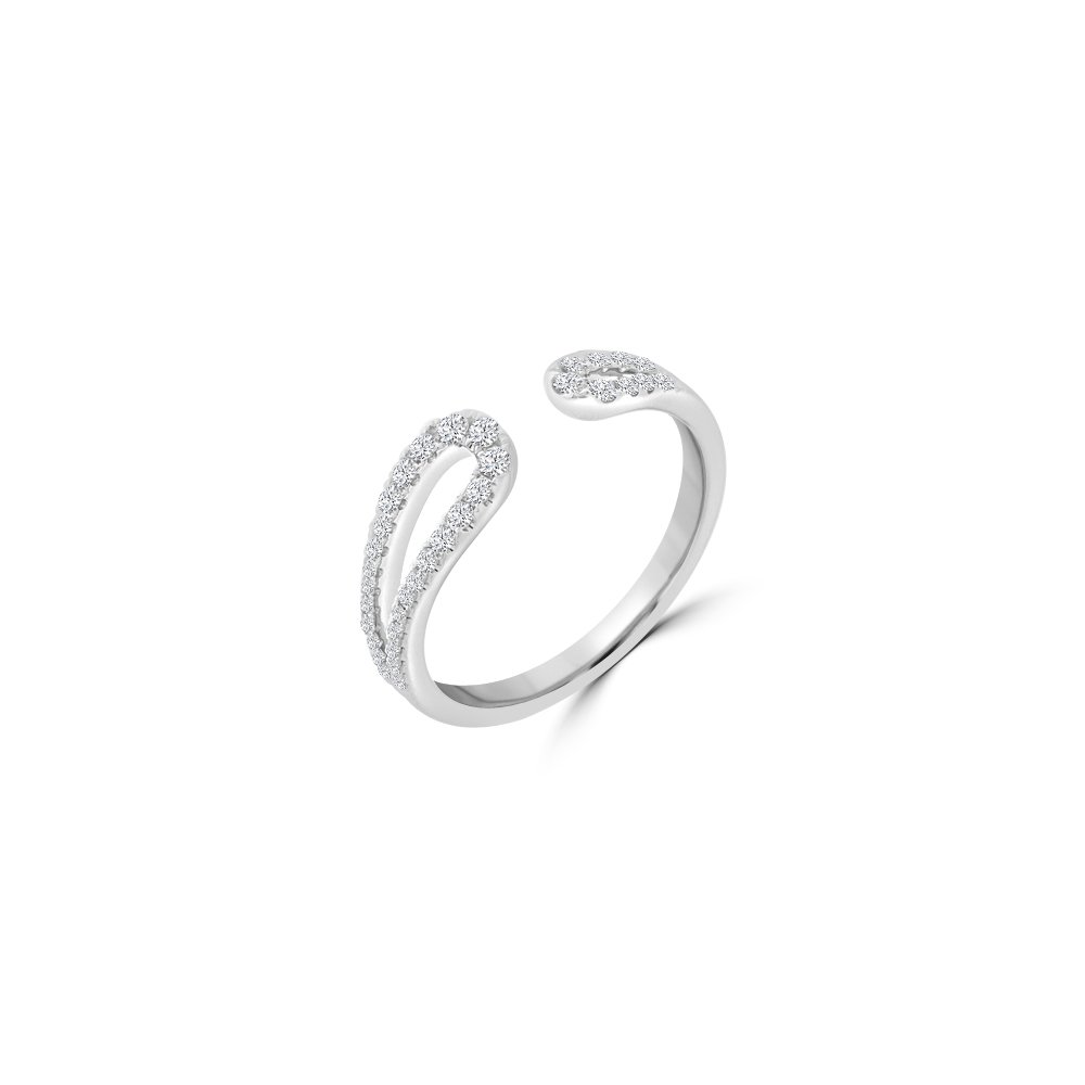 Diamond Teardrop Ring in 18K White Gold