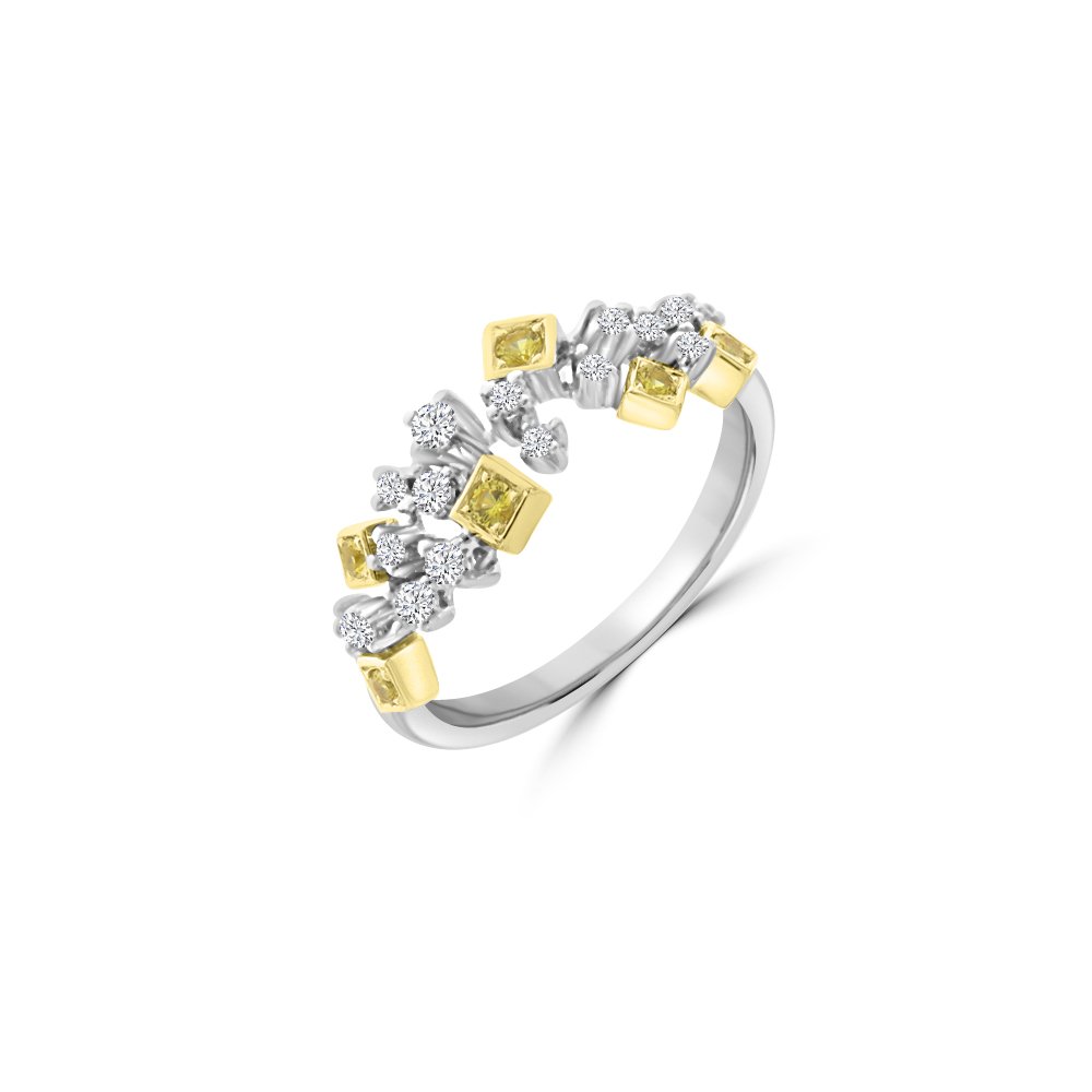 Yellow Sapphire Diamond Cluster Ring