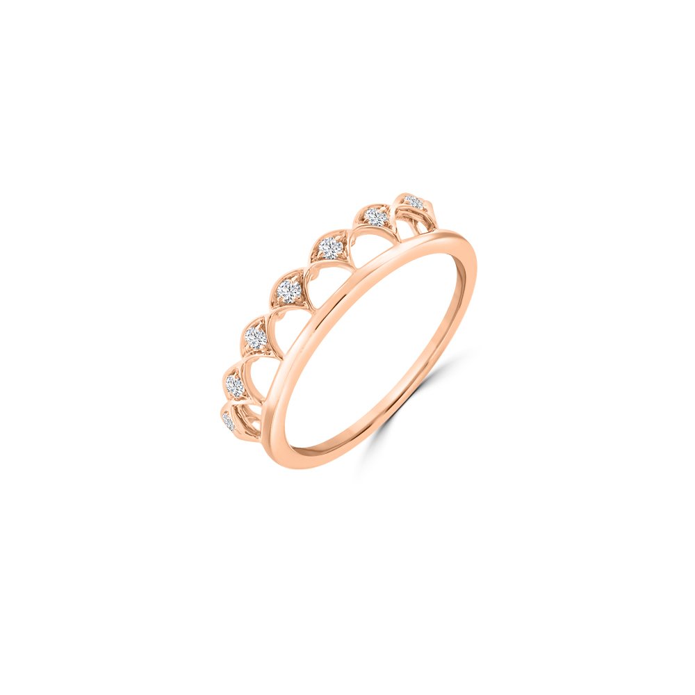 Diamond Fan Crown Ring in 18K Rose Gold