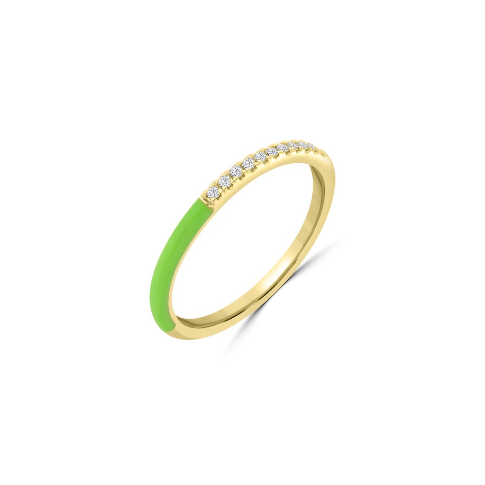 Diamond Enamel Half Eternity Stackable Ring